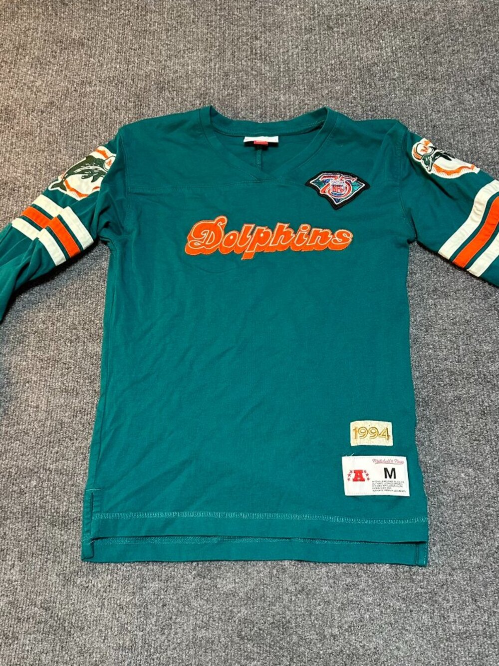 Mitchell & Ness NFL Miami Dolphins Long Sleeve‎ T-Shirt Youth Kids Medium 1994